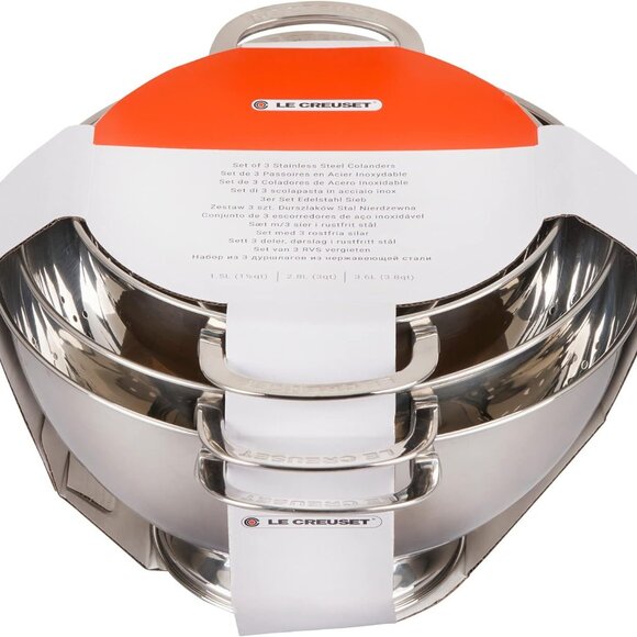 Le Creuset Set of 3 Stackable Colanders, Large, Stainless Steel - Picture 5 of 5